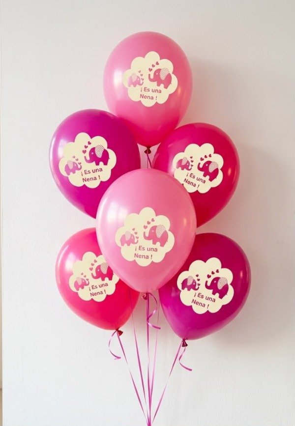 Producto - GLOBO LATEX ESTAMPADO "ES UNA NENA" ROSA X5U