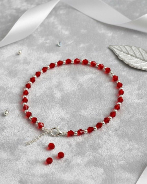 Producto - Pulsera cristal de roca + plata 925 Rojo