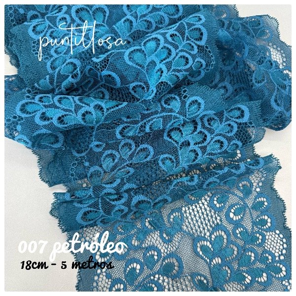 Producto - 007- Puntilla Elastizada Petroleo 18cm - 5 metros