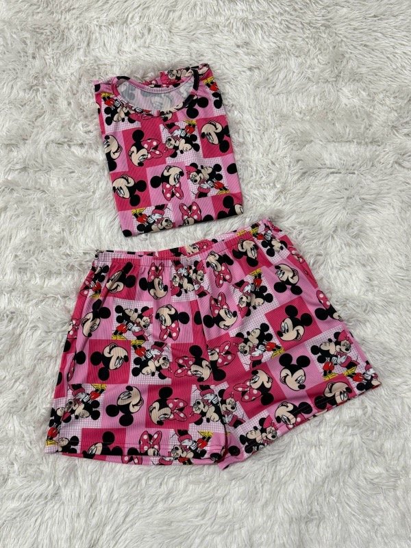 Producto - Pijama de morley PREMIUM corto + remera manga corta - Minnie