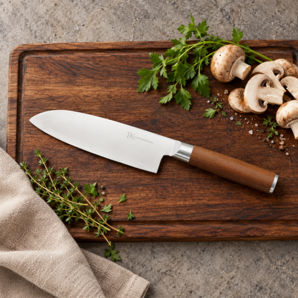 Producto - CUCHILLA PROFESIONAL SANTOKU 32CM THE KITCHEN ACERO Y MADERA - 1