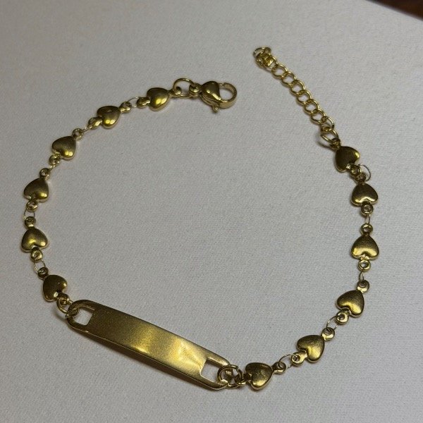 Producto - Pulsera personalizada corazones dorada - 0