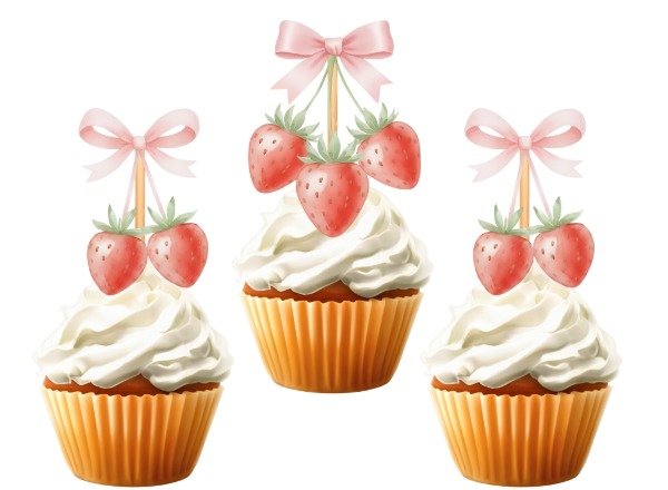 Producto - TOPPER CUPCAKE FRUTILLAS FORMA X 10