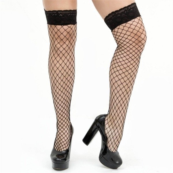 Producto - Medias de red cadenetta con puntilla siliconada negra