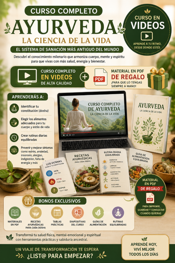 Producto - CURSO COMPLETO DE AYURVEDA VIDEOS y MATERIAL PDF DE REGALO