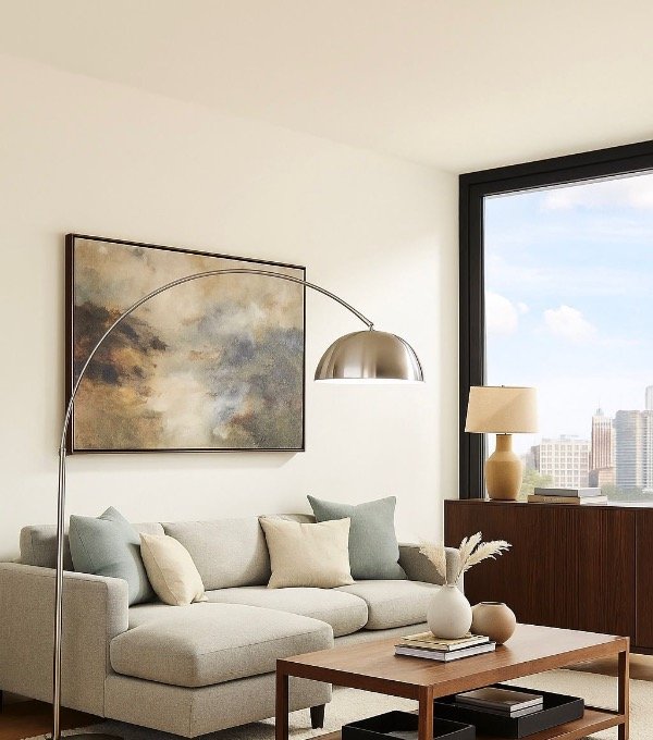 Producto - Lámpara de pie arco grande color plata