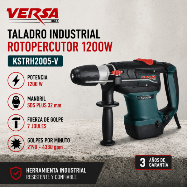 Producto - TALADRO INDUSTRIAL ROTOPERCUTOR 1200W VERSA KSTRH2005-V - 0
