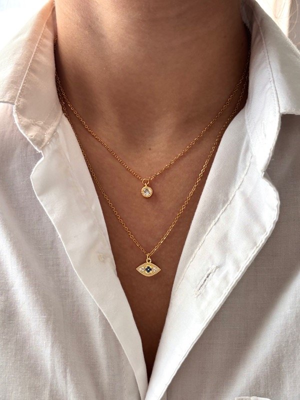 Producto - Collar dorado doble ojito