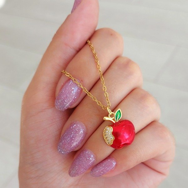 Producto - Conjunto con dije manzana roja