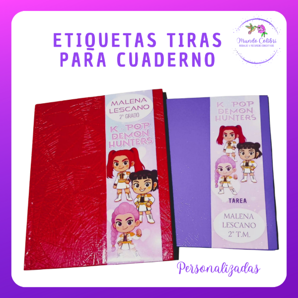 Producto - Etiquetas tiras personalizadas para cuadernos (x2 unidades)