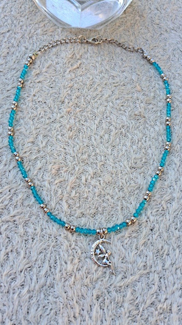 Producto - Choker cristal de roca y níquel-Dije Luna Hadita