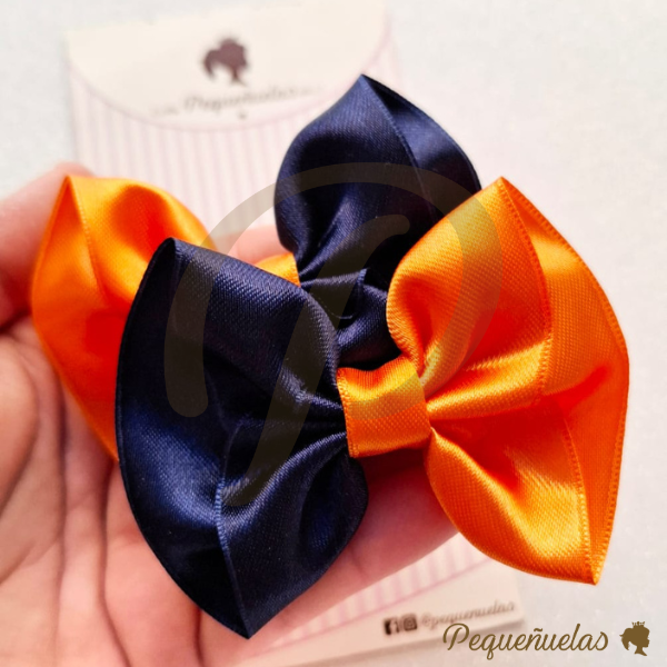 Moños nina azul marino y naranja