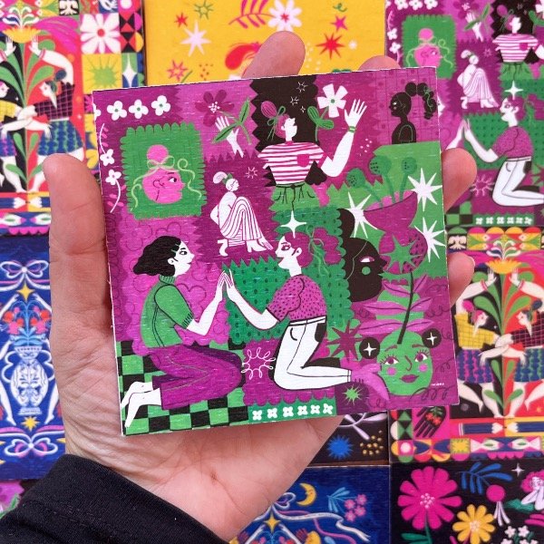 Producto - Print mosaico verde y violeta