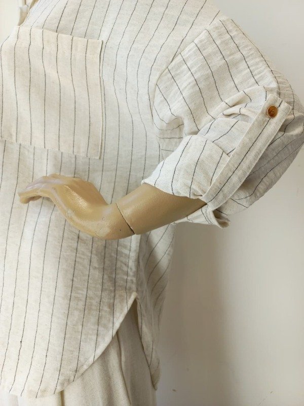 Producto - Camisa Con Bolsillo Lino Rayado Ancho (Art. 5407) - 1