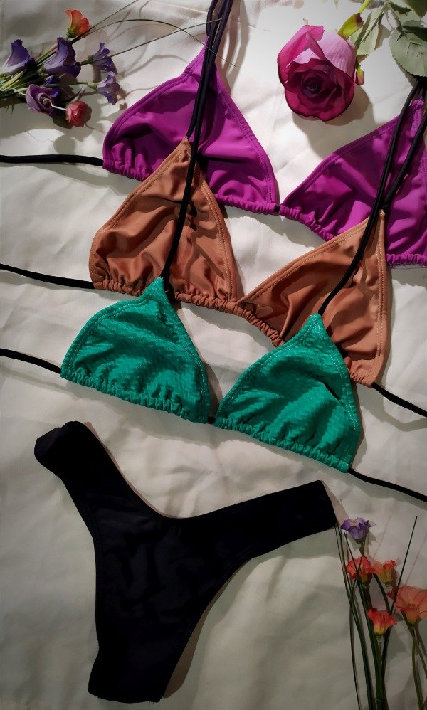 Producto - Bikini básica para atar en cuello y espalda Talle 95 marrón y violeta