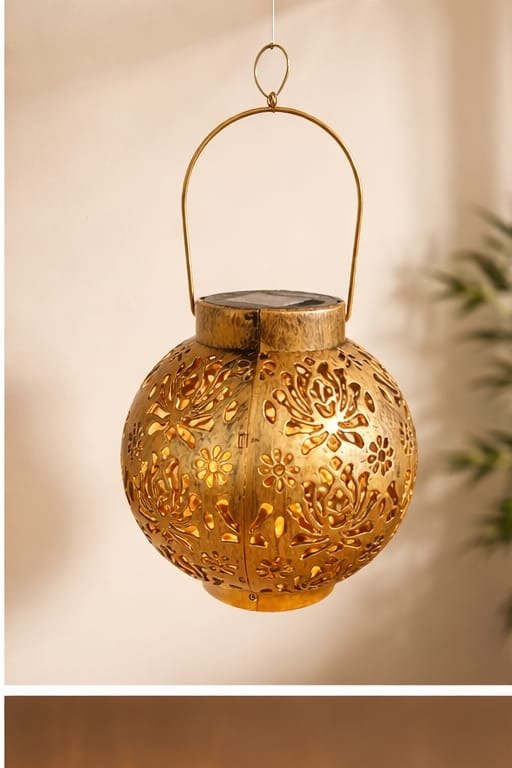 Producto - Lampara Solar Colgante Dorada