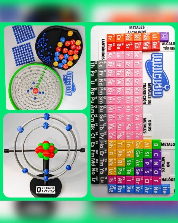Producto - COMBO QUÍMICA BÁSICA: 1 JUEGO BOHR + 1 TABLA PERIÓDICA + 1 ÁTOMO DE O