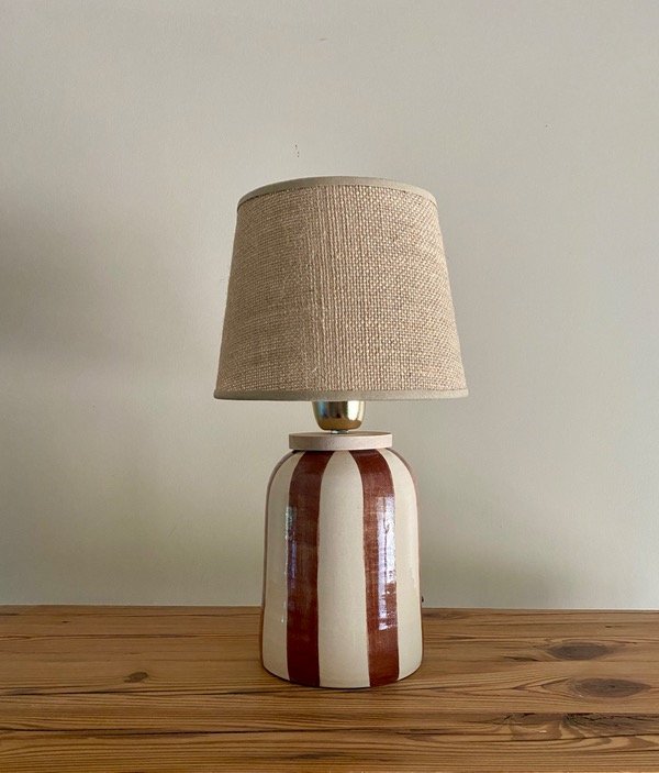 Producto - Lámpara Tambor Rayas marrón rojizo -  A PEDIDO