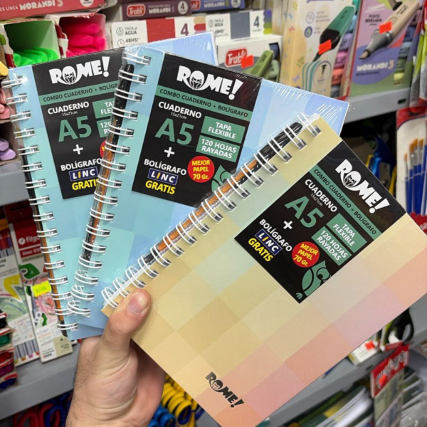 Producto - Cuaderno A5 Rome tapa flexible 120hjs