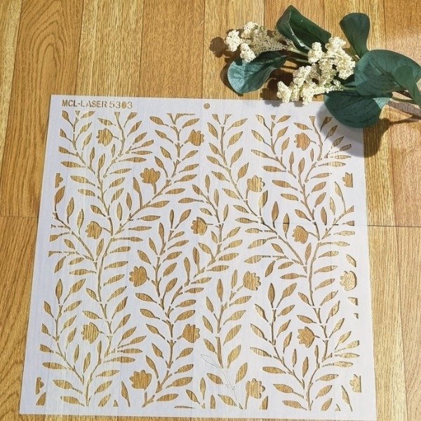 Producto - St 5303 de 25x25cm  Stencil Fondo Hojitas