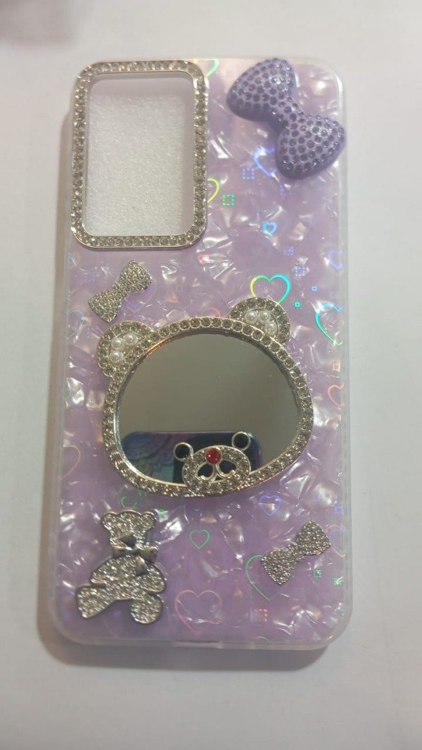 Producto - Funda Premium Espejo Strass Holográfica Lila para Samsung A17