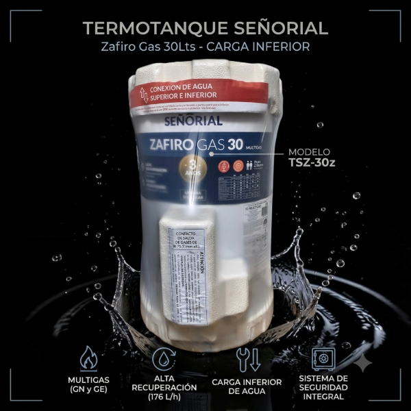Producto - TERMOTANQUE SEÑORIAL A GAS 30LTS CARGA INFERIOR TSZ-30