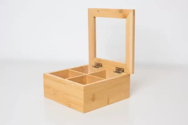 Producto - Caja De Té De Bambú Con Visor 4 Compartimentos Imantado - 3