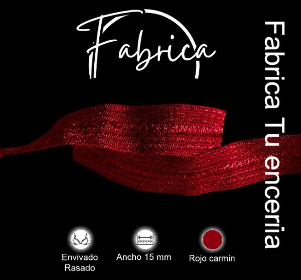 Producto - Envivado o Elástico Partido Rojo Carmín 15mm nylon (1 metro)