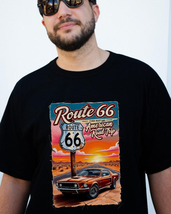 Producto - Remera de hombre negra (Route 66)