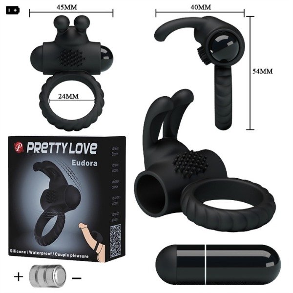 Producto - Pretty Love - Anillo vibrador con conejo estimulador de clítoris