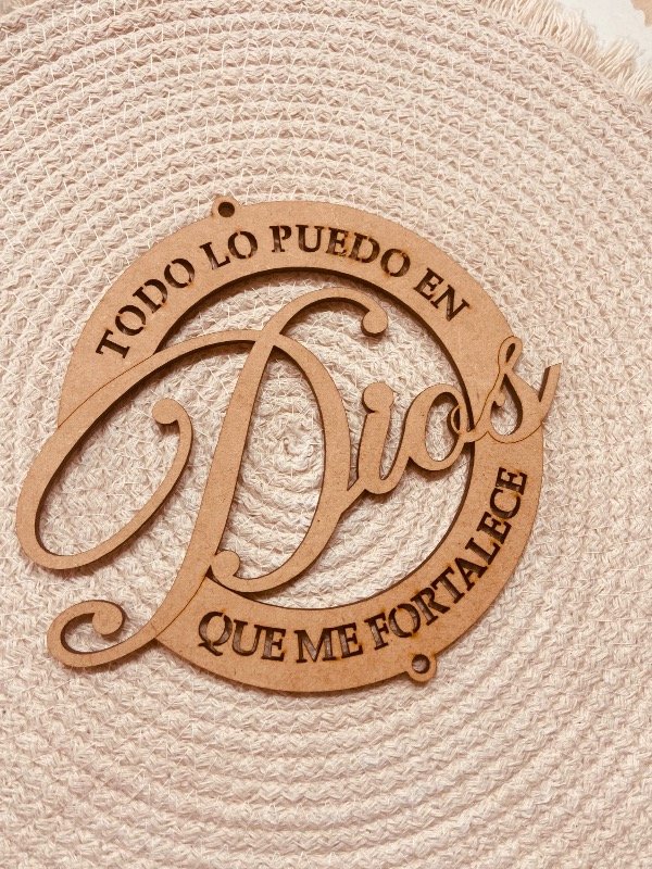 Producto - círculo para borla 15 cm Todo lo puedo en Dios