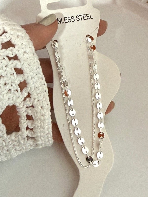 Producto - TB012 Tobilleras círculos doble acero blanco