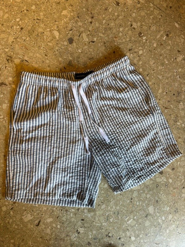 Producto - Bermuda lino rayada nautica azul y blanca