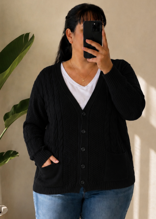 Producto - Cardigan Acrilico Largo - Negro
