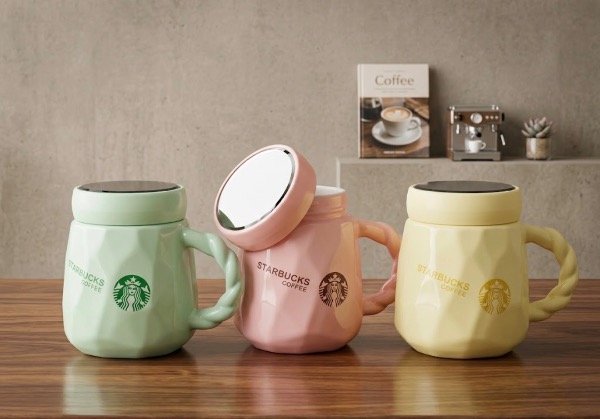Producto - Taza starbucks pastel con espejo