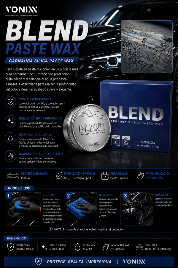 Producto - Vonixx Blend Paste Wax Cera Híbrida Premium con SiO2 y Carnauba