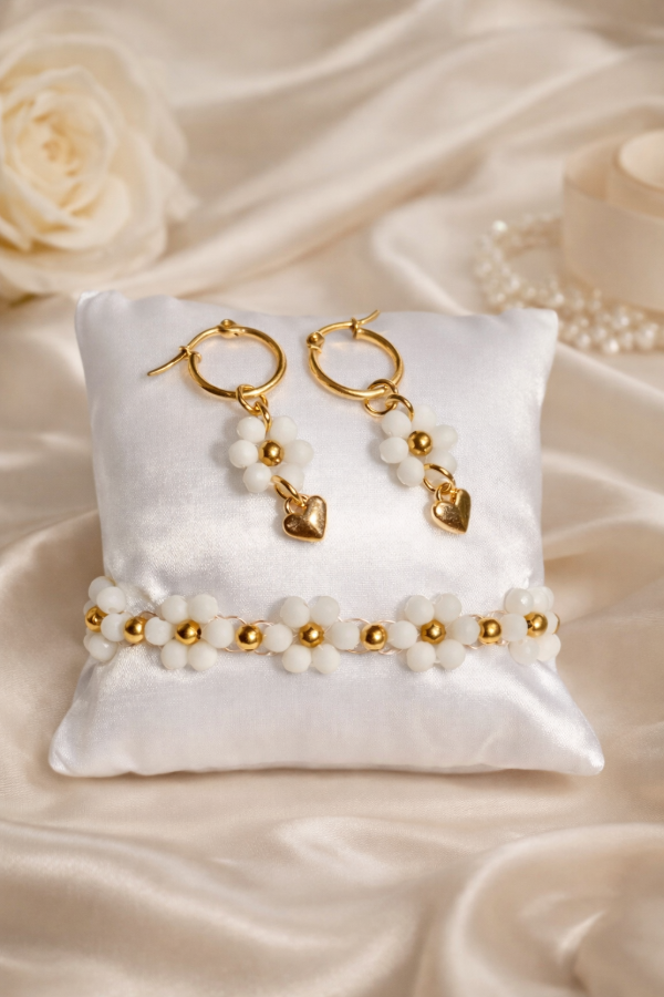 Producto - Set Eloisa Pulsera + Aros - Blanco