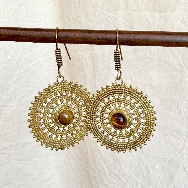 Producto - Aros Varanasi Ojo de Tigre Bronce - 2