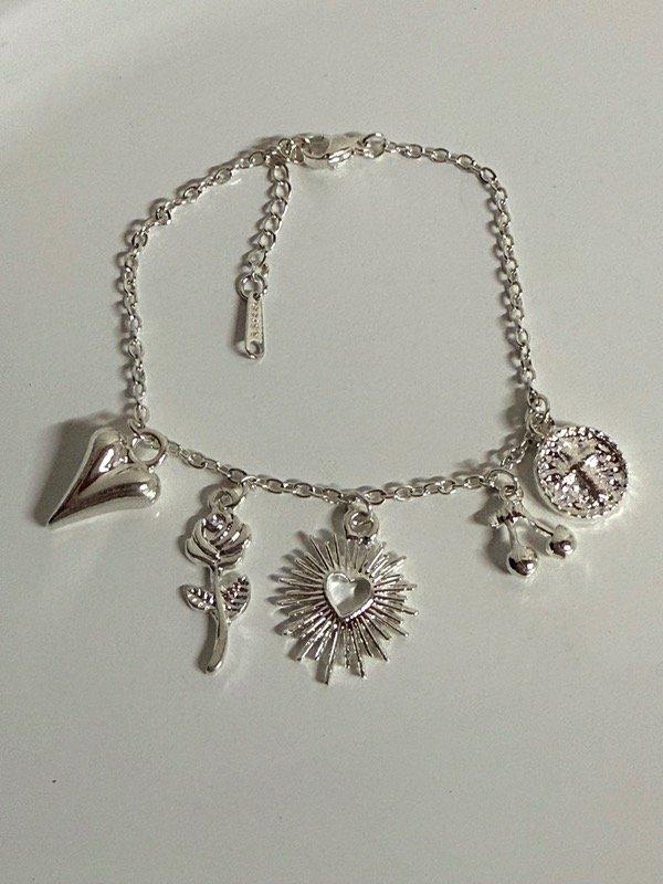 Producto - PB1142 Pulsera multidijes cherry corazón acero blanco 18+3cm