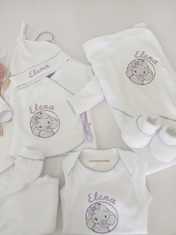 Producto - Ajuar elefantita lila 7 piezas
