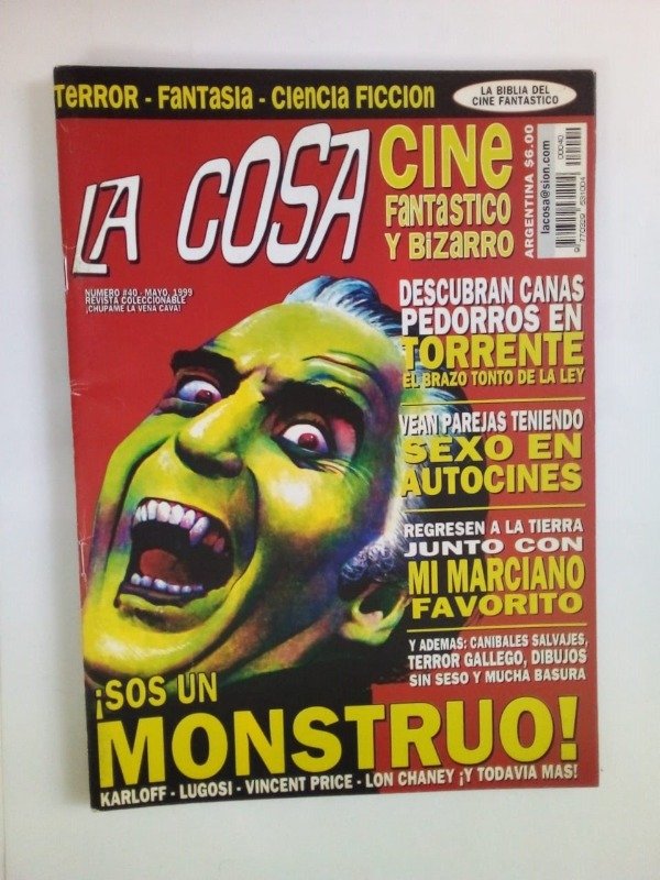 Producto - La Cosa #40 - Mayo 1999 - Karloff Lugosi Price Chaney Torrente