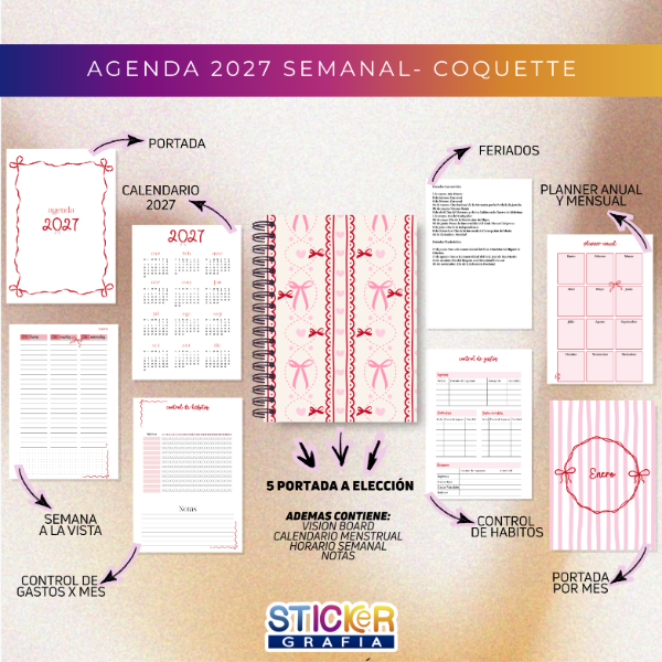 Producto - Agenda 2027 Semanal Coquette