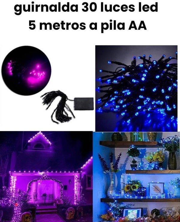 Producto - Guirnalda 30 luces LED de color 5 metros a pila