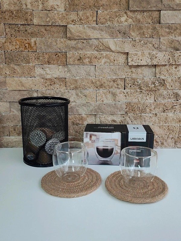 Producto - Set de 2 pocillos espresso vaso doble vidrio 100ml
