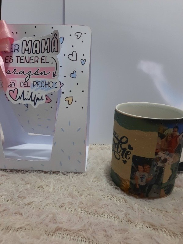 Producto - Combo Día de la Madre . Taza mágica , Portataza personalizado