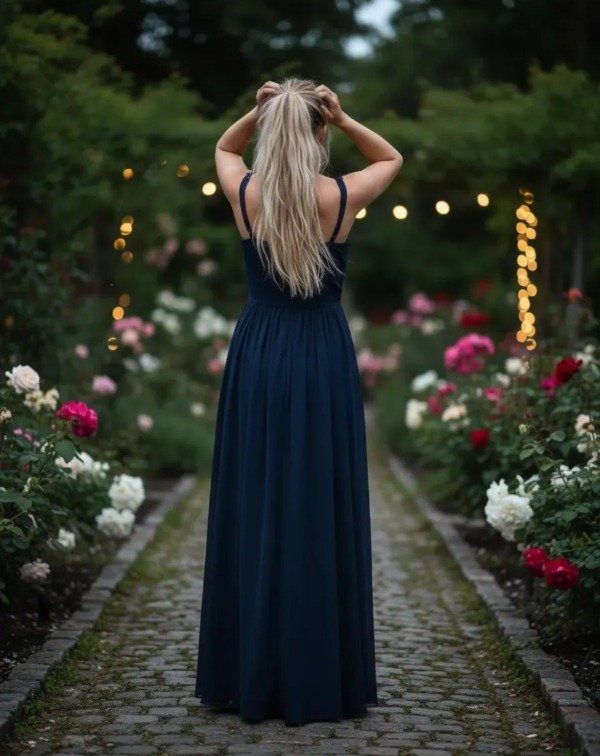 Producto - Vestido largo elegante azul noche T.L y XL - 2