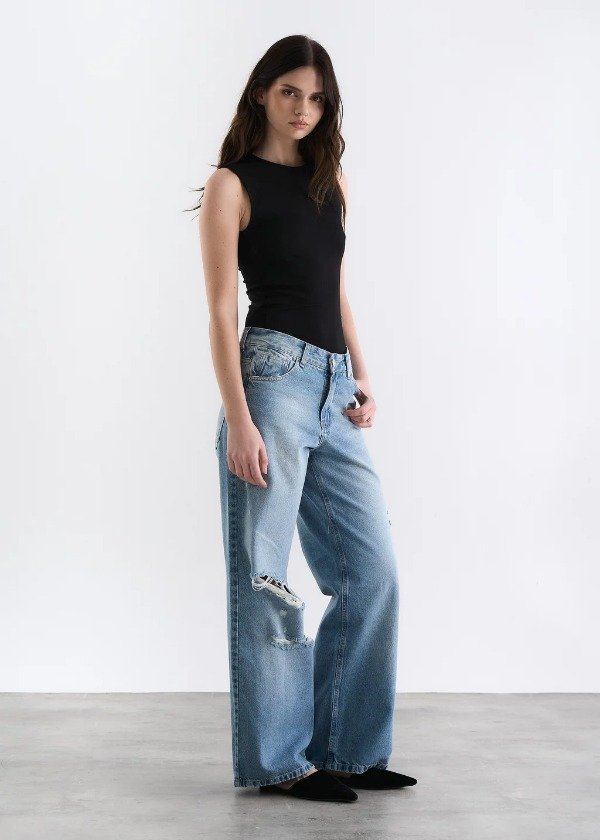 Producto - JEAN WIDE SOPHIE CON ROTURAS CELESTE - 2
