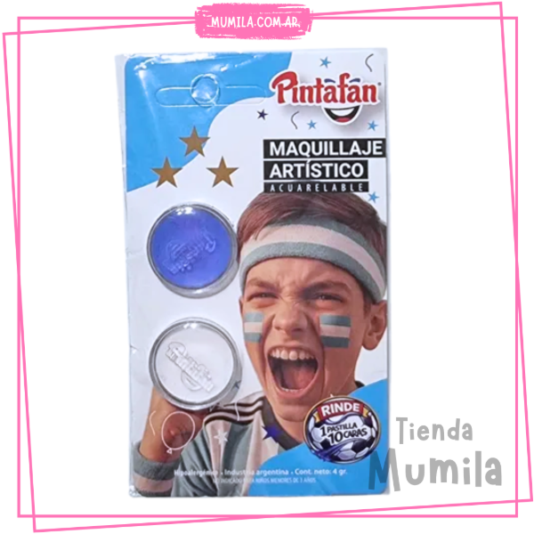Producto - Maquillaje Argentina Celeste y Blanco Pintafan