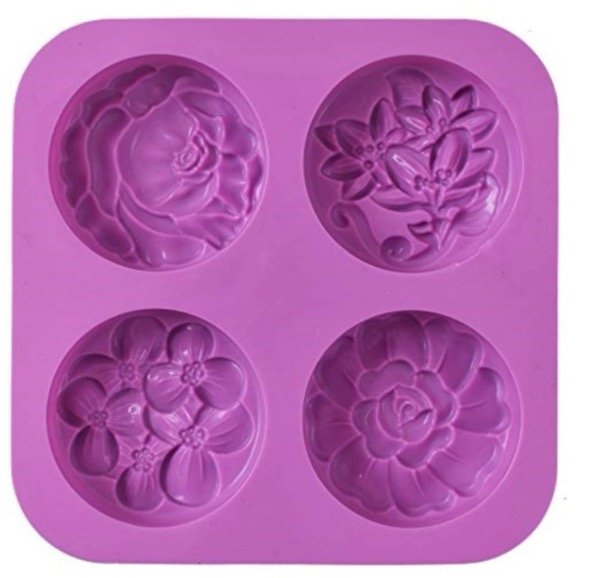 Producto - MOLDE SILICONA X4 CÍRCULOS CON DIAEÑO FLORALES