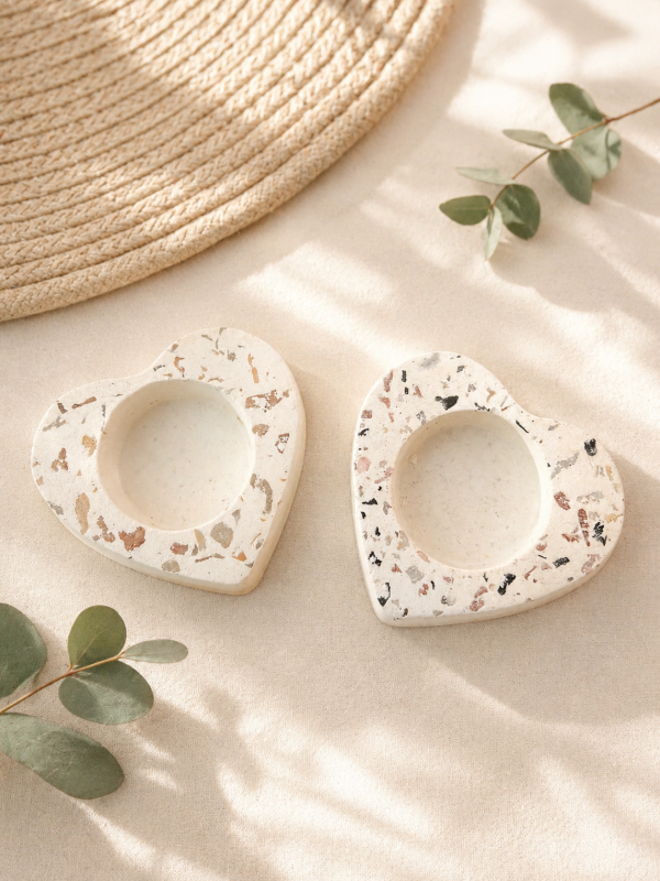 Producto - Porta vela corazon terrazo